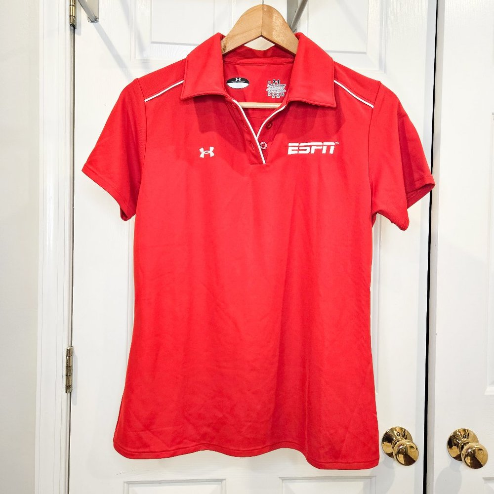 Under Armour Red Short Sleeve Women's Golf Polo Size Medium in Great Condition
